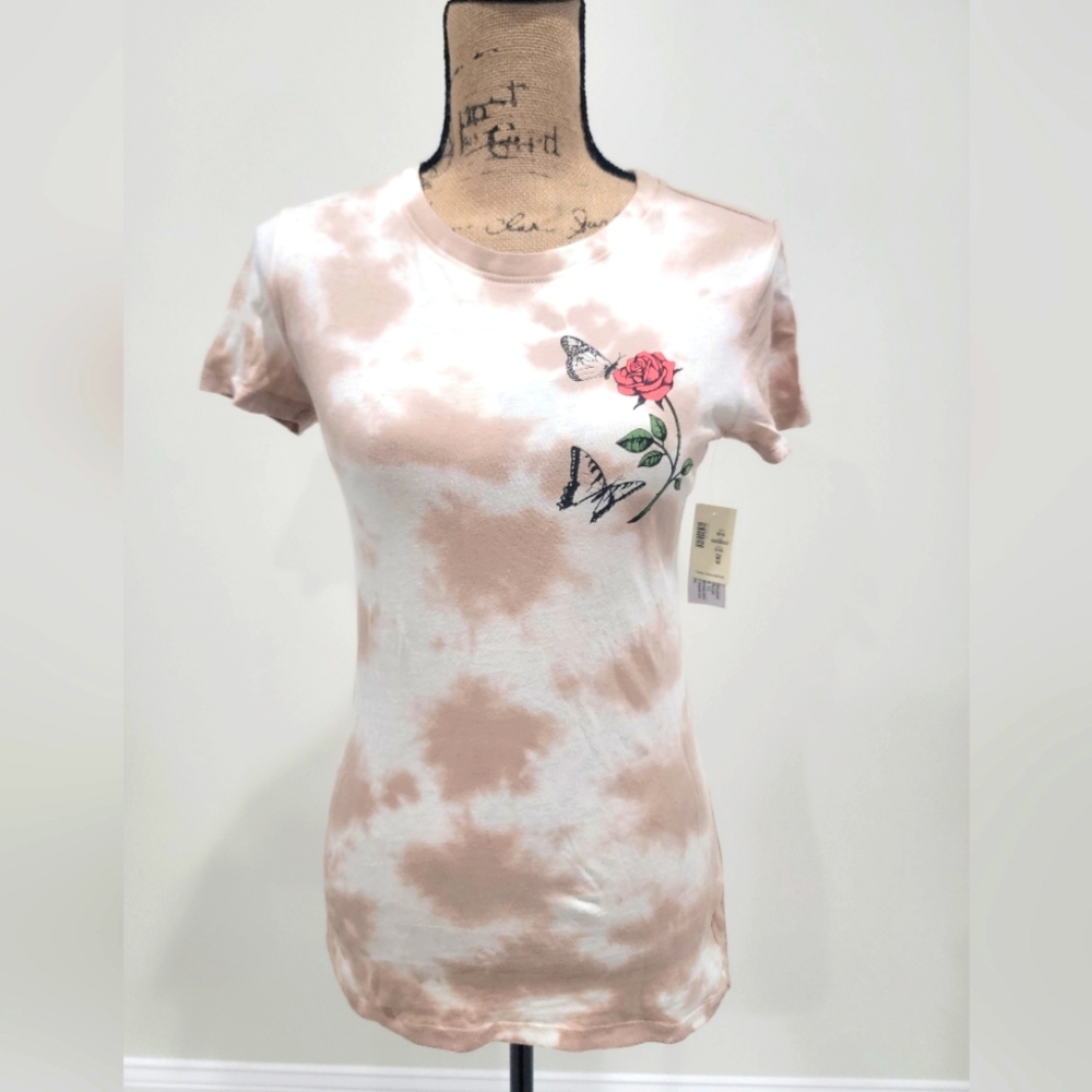 Aeropostale  Tie-Dyed Graphic Tee featuring Roses and Butterflies -- Size Medium